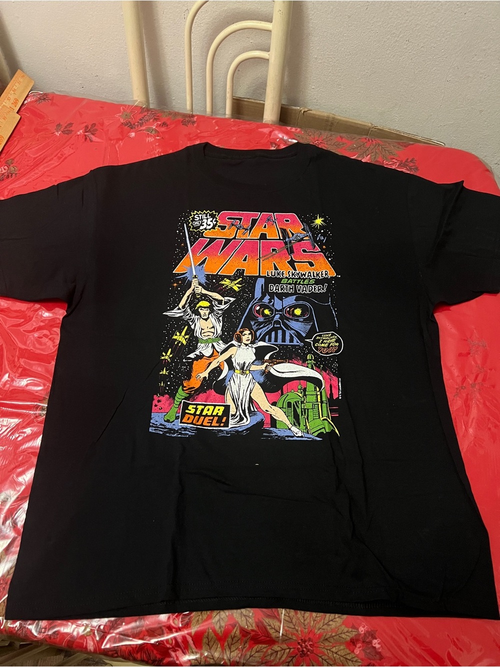 Vtg Mad Engine Star Wars Star Duel TShirt Black Sz Large Luke, Darth Vader, Leia